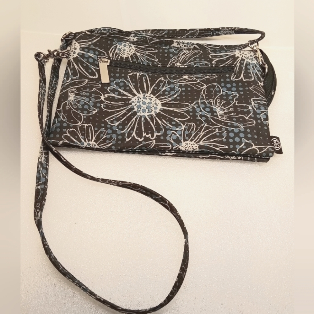 GANZ Washable Y2K Trio Bag Crossbody Purse Handbag BB316 Raven Flower Print